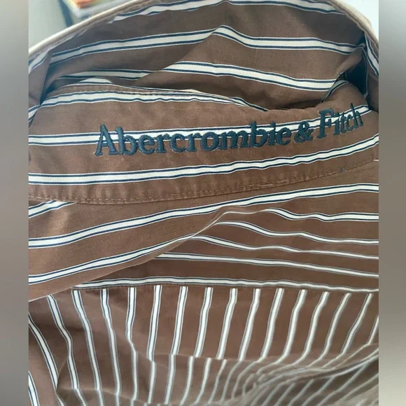 Men’s Abercrombie & Fitch Shirt, Size M, Striped Brown, Great Condition - Picture 7 of 7